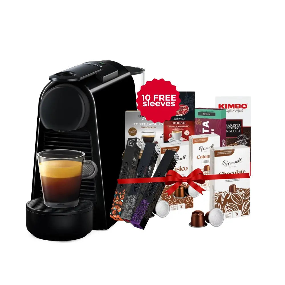 Nespresso - Essenza Mini Black - D30 Capsules Machine  + 100 FREE Coffee Capsules Bundle Coffee & Cream