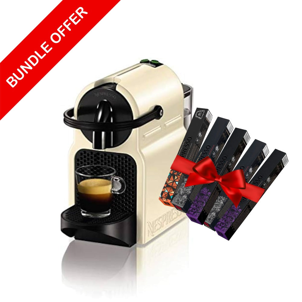 Nespresso - Inissia C40 Coffee Machine White Creamy + Free 30 Coffee Capsules by Nespresso