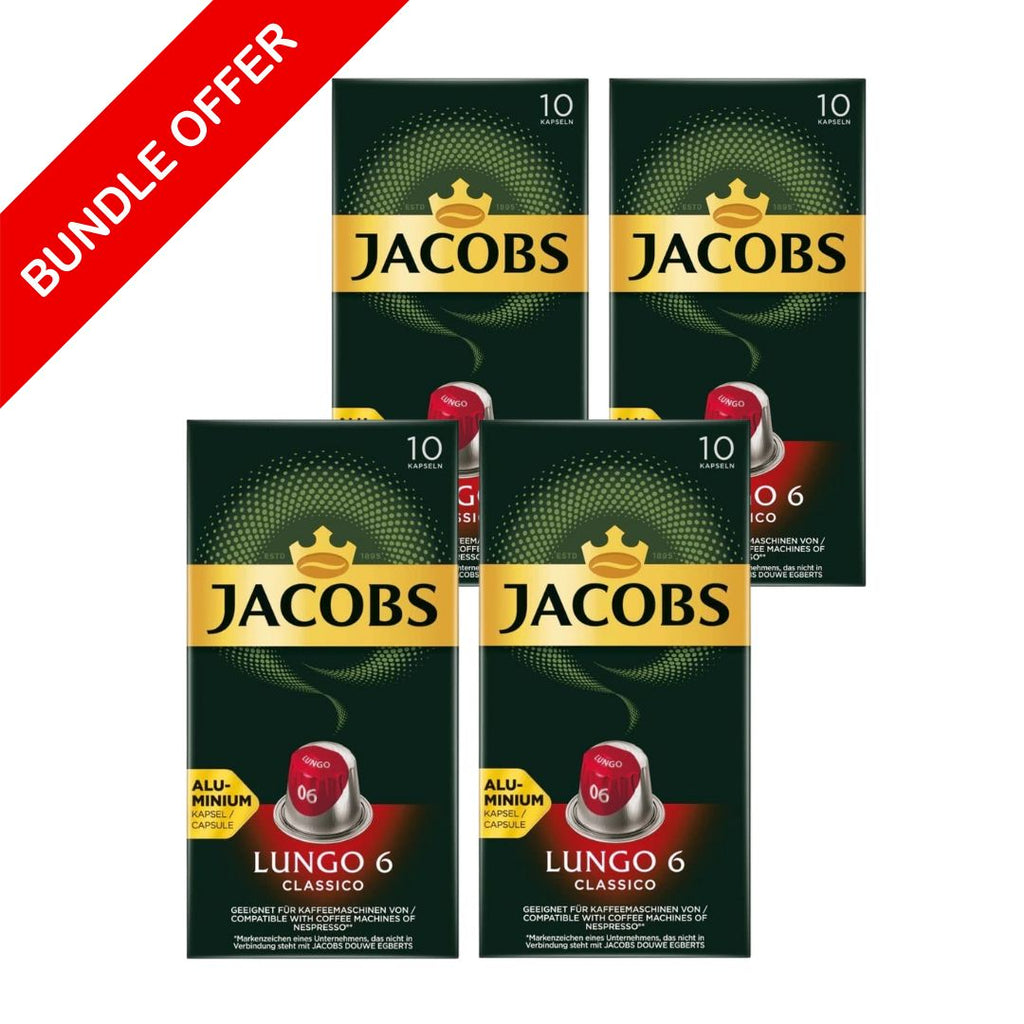 (40 Capsules) Jacobs - Classico Lungo 6 (Bundle Compatible By Nespresso)