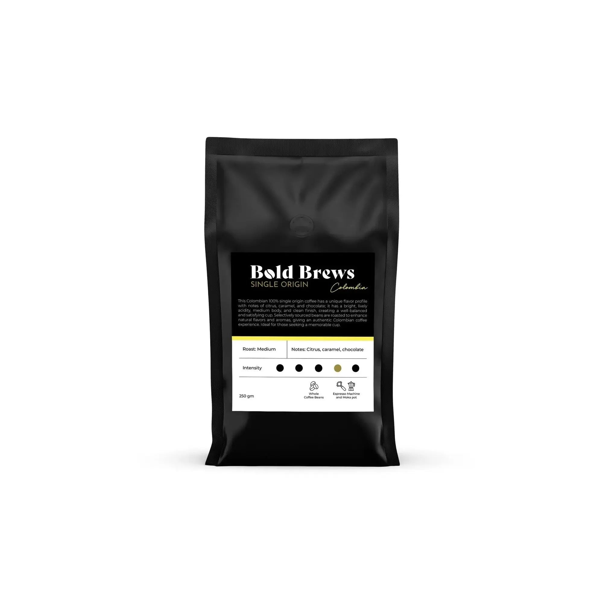 Order Bold Brews - Colombia Whole Coffee Beans (Single Origin) - 250g for LE 340.00 at Coffee & Cream, All your coffee needs in one place. Shop Coffee, Beans, Ground Coffee, Instant Coffee, Creamers, Coffee Machines, Blenders, and more. 50+ Brands Monin,