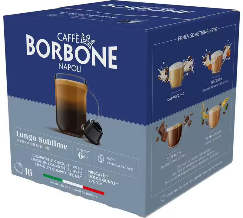 Caffé Borbone - Lungo Sublime 100% Arabica Dolce Gusto Capsules - 16 Capsules