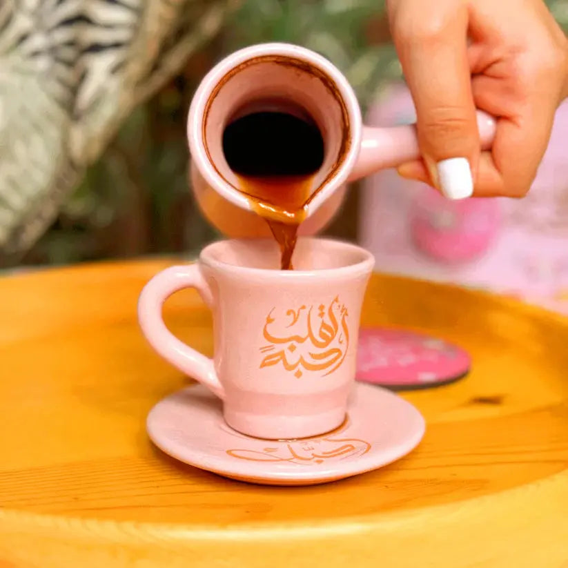 Order Handmade Pottery - Gift Coffee Set: For a Heart I love - Pink for LE 875.00 at Coffee & Cream, All your coffee needs in one place. Shop Coffee, Beans, Ground Coffee, Instant Coffee, Creamers, Coffee Machines, Blenders, equipment and more. 50+ Brands
