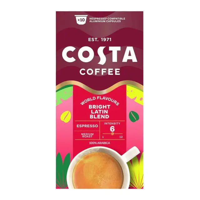 Costa Coffee - Bright Blend Espresso Compatible By Nespresso - 10 capsules Coffee & Cream