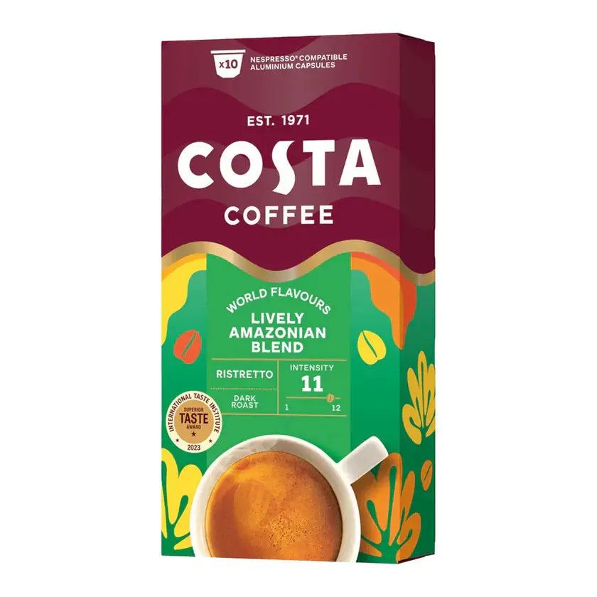 Costa Coffee - LIVELY BLEND Ristretto - Compatible By Nespresso - 10 capsules Coffee & Cream