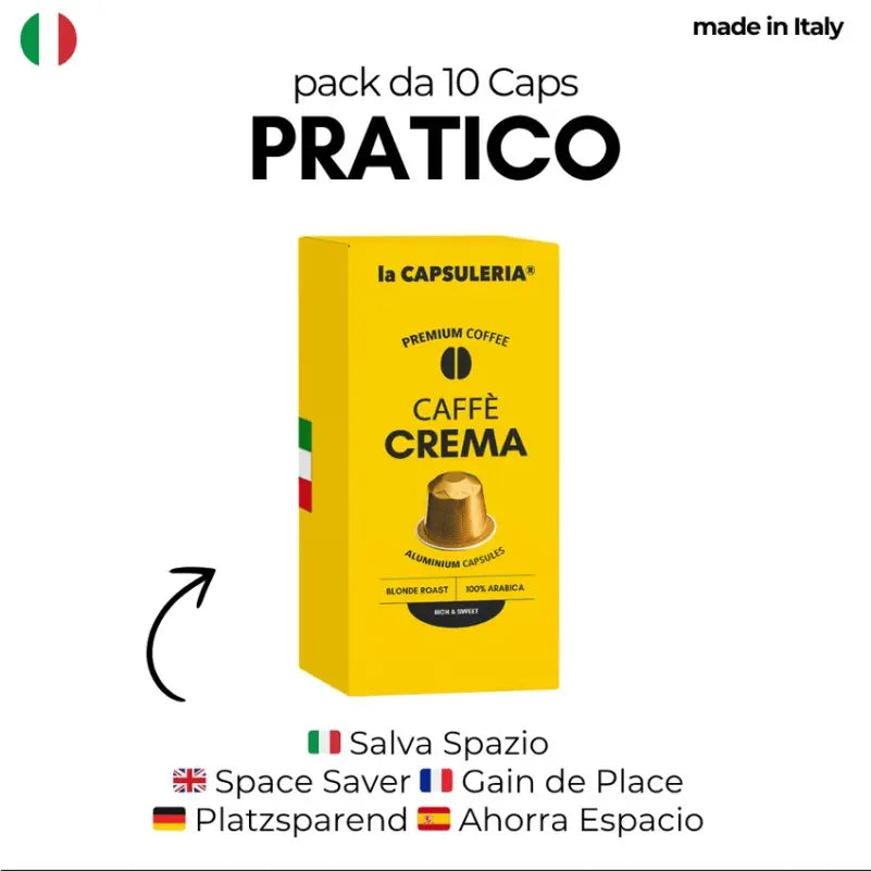 LACAPSULERIA - CREMA Coffee - Aluminum Capsules compatible with Nespresso®- 10 CAPS Coffee & Cream