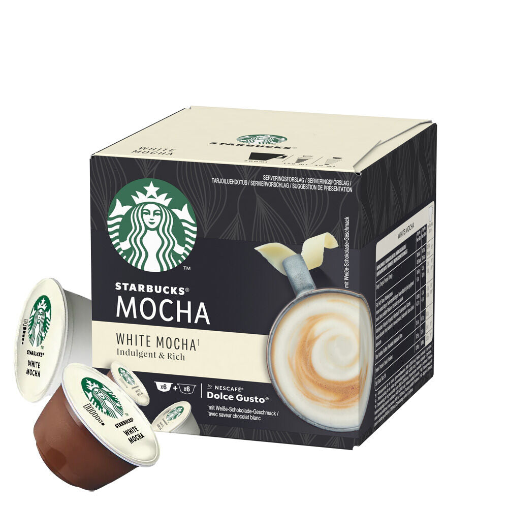 Order Starbucks - Dolce Gusto White Mocha Indulgent & Rich -12 Capsule for LE 350.00 at Coffee & Cream, All your coffee needs in one place. Shop Coffee, Beans, Ground Coffee, Instant Coffee, Creamers, Coffee Machines, Blenders, and more. 50+ Brands Monin,