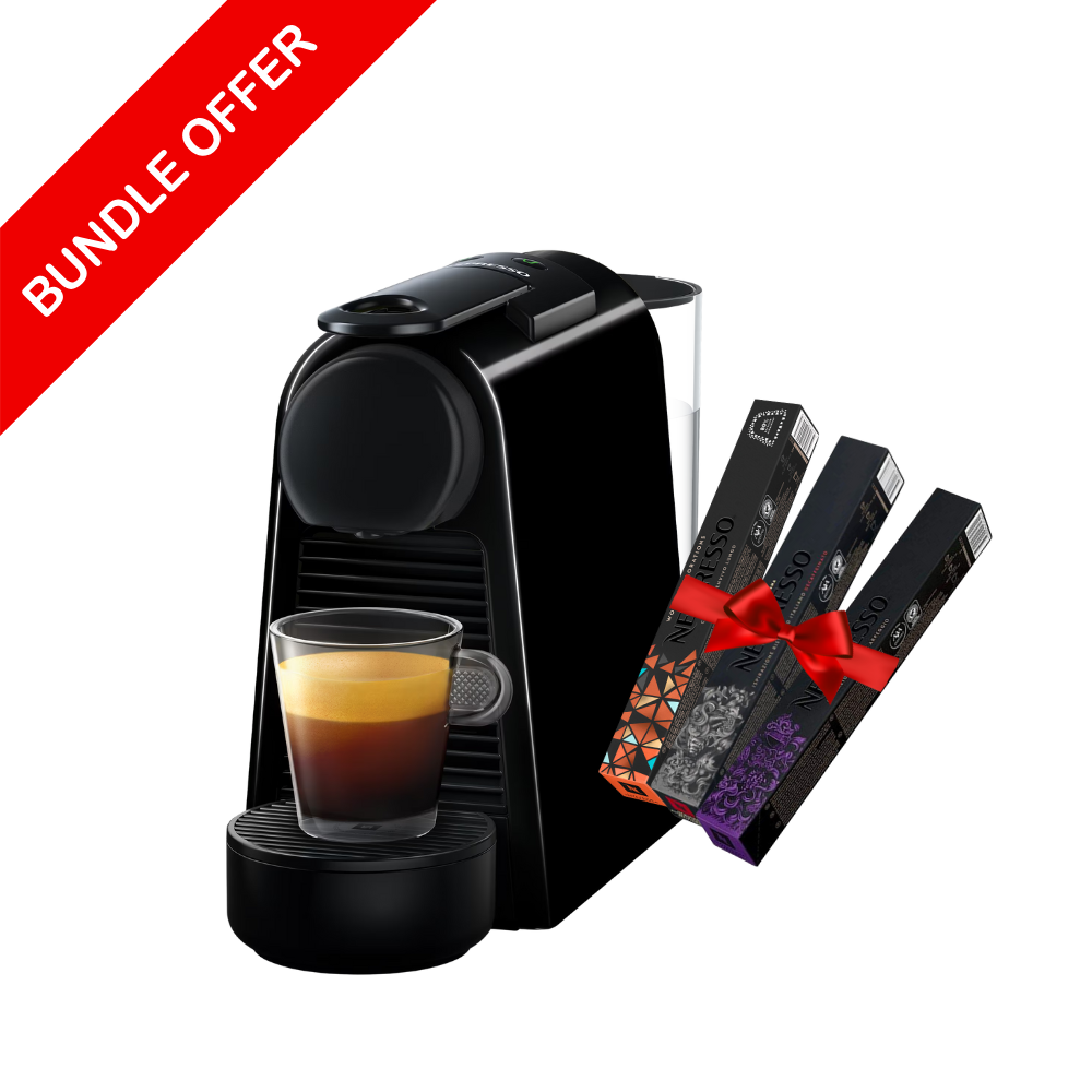 Nespresso Essenza Mini D30 Coffee Machine Black + Free 30 Coffee Capsules by Nespresso