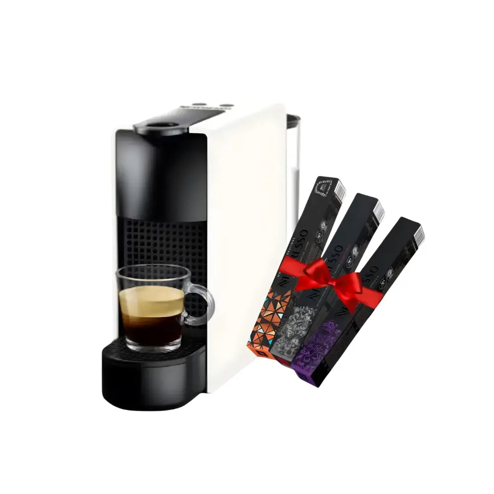 Nespresso Essenza Mini C30 Coffee Machine White + 30 Coffee Capsules by Nespresso at Coffee & Cream Egypt