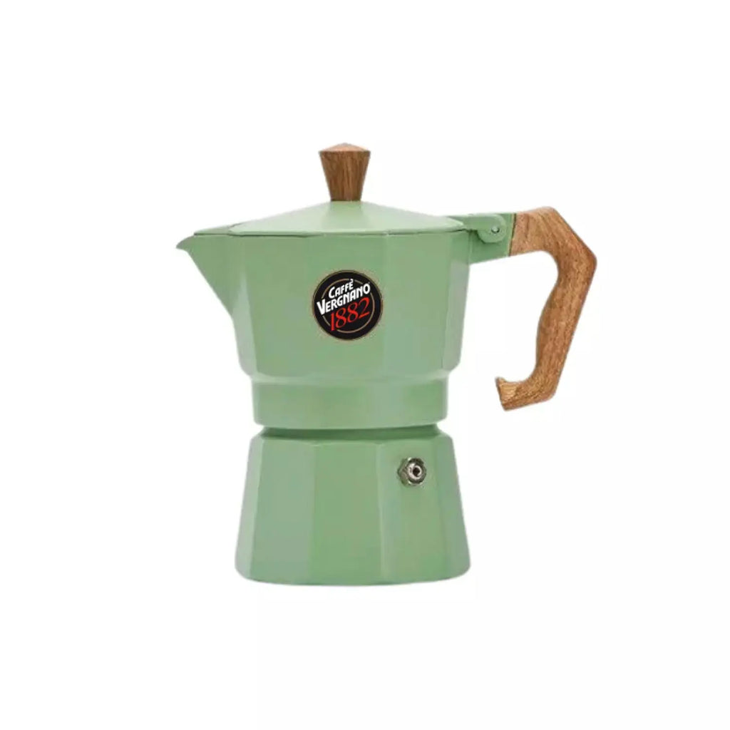 Caffè Vergnano - Mint Green Moka Pot - 3 Cup Coffee & Cream