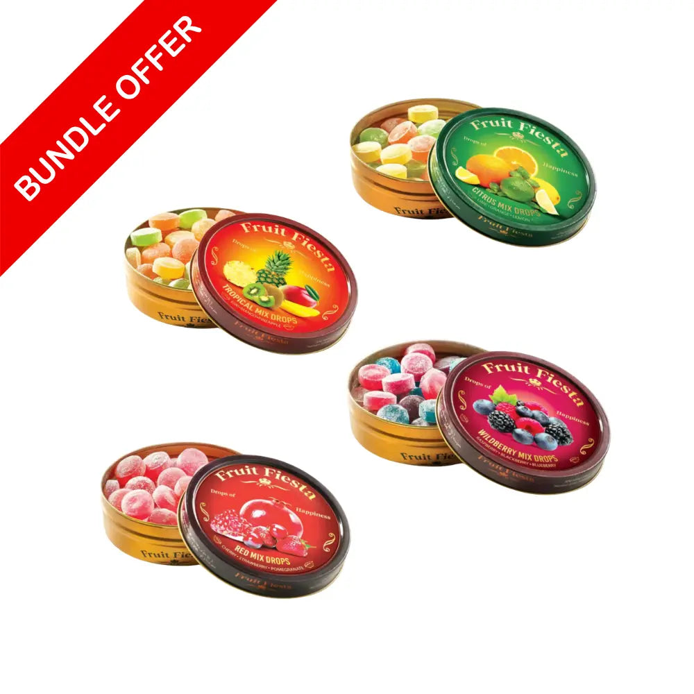 Fruit Fiesta Bundle Pack of 4 (Tropical - Citrus -  Wildberry - Red Mix) Coffee & Cream