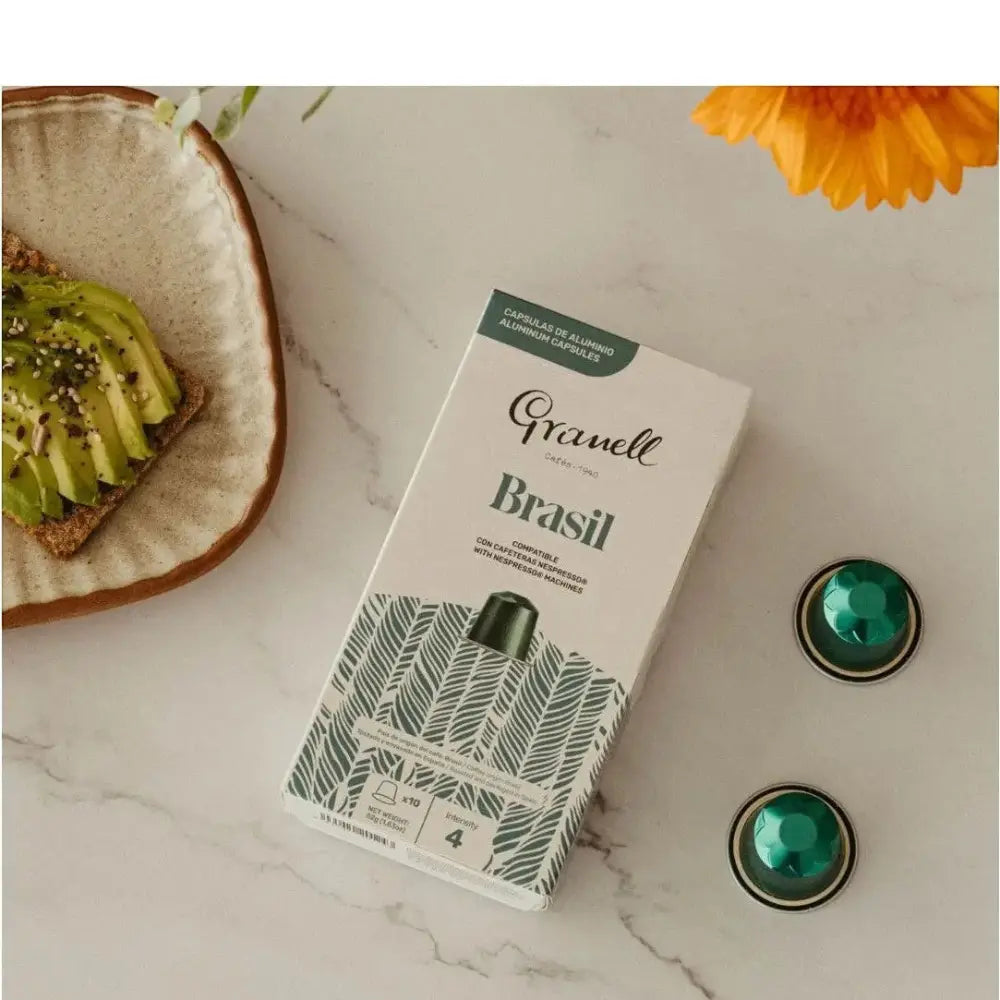 Granell - Brasil Coffee Nespresso compatible Capsules - Intensty 4 - 10 Capsules Coffee & Cream