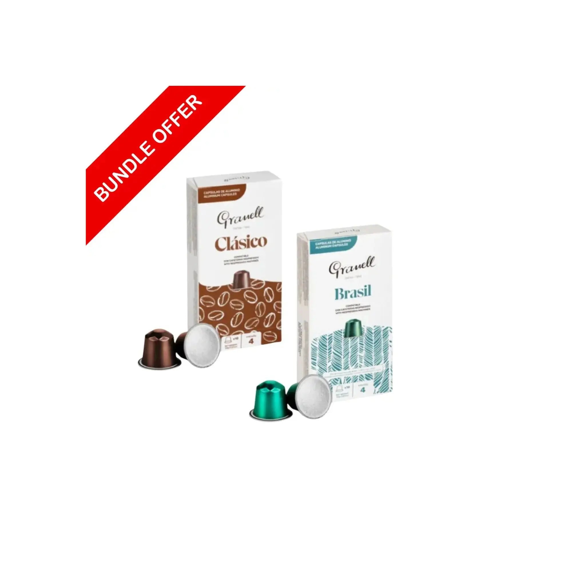 (20 Capsules) Granell - Brasil & Clasico Compatible With Nespresso - 2X10 capsules - Bundle at Coffee & Cream Egypt