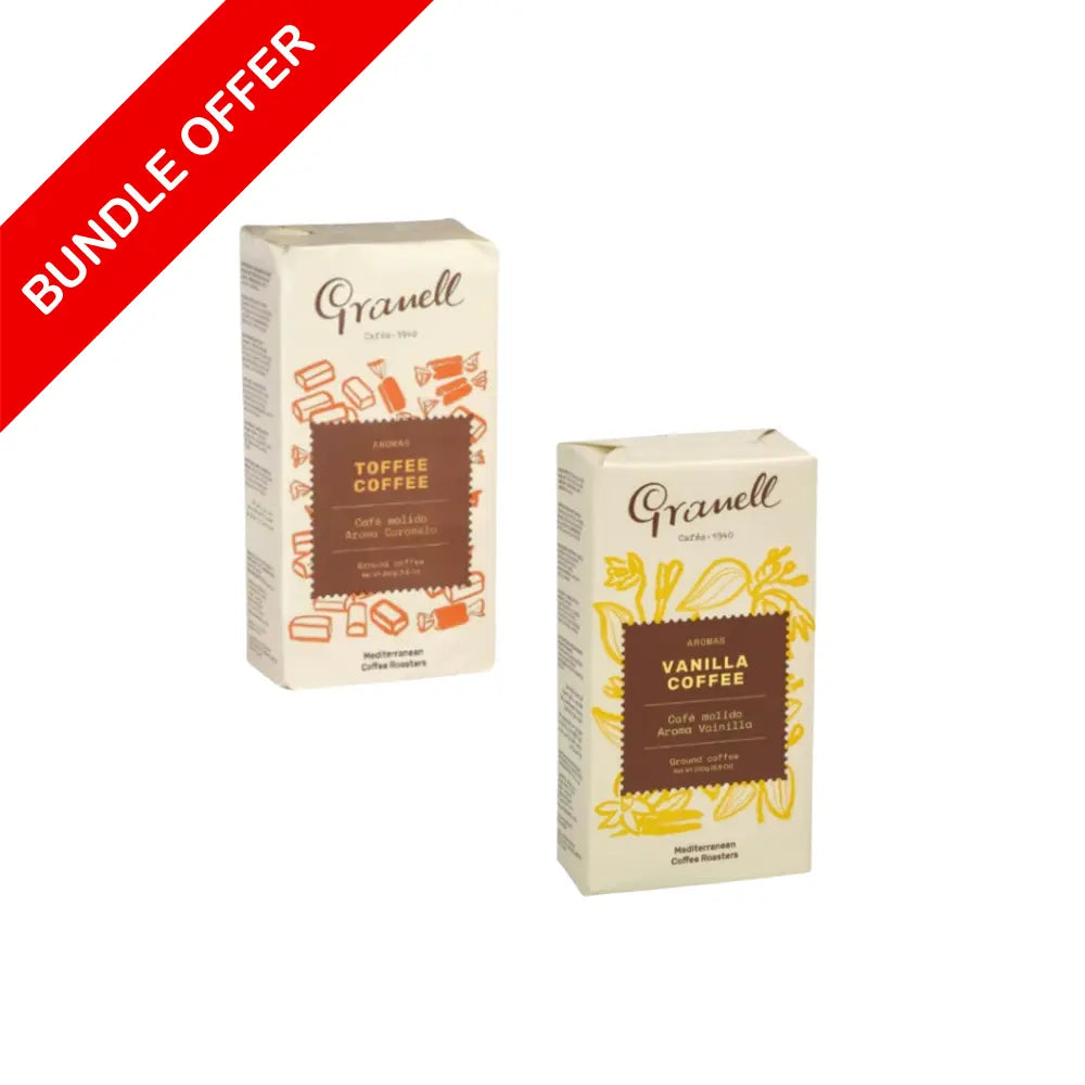 Granell Toffee Ground Coffee & Vanilla Ground Coffee - 250g X2 Bundle at Coffee & Cream Egypt