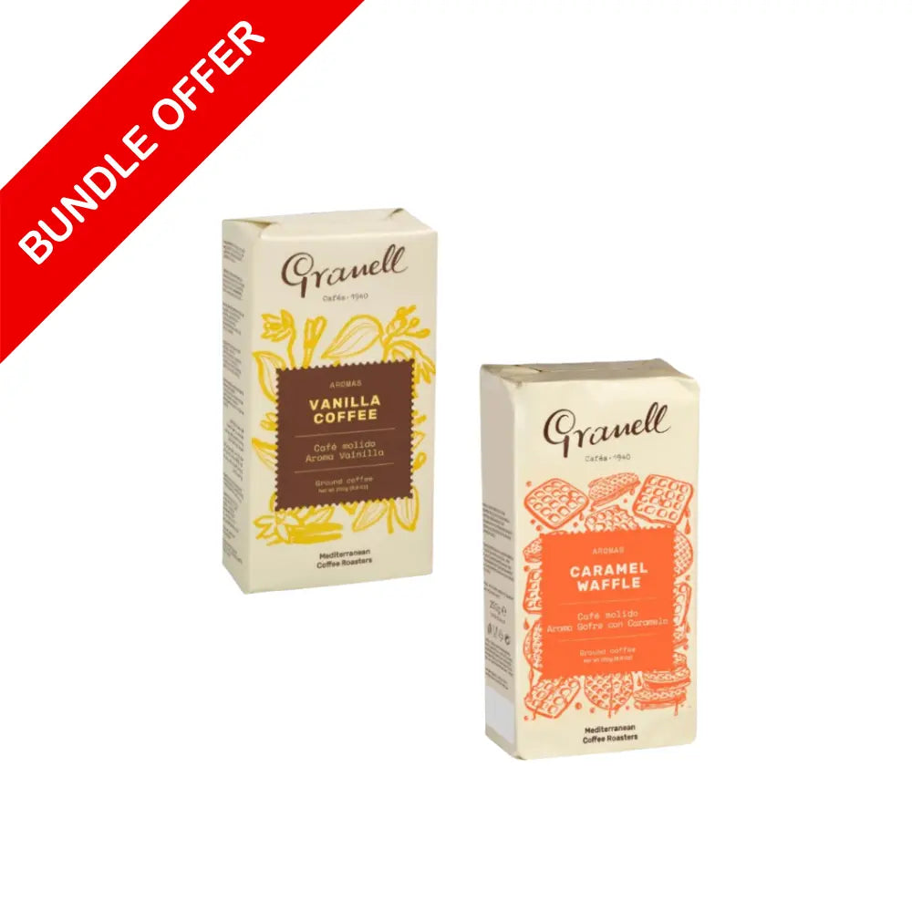 Granell - Vanilla Ground Coffee & Caramel Waffle Ground Coffee - 250g X2 Bundle at Coffee & Cream Egypt