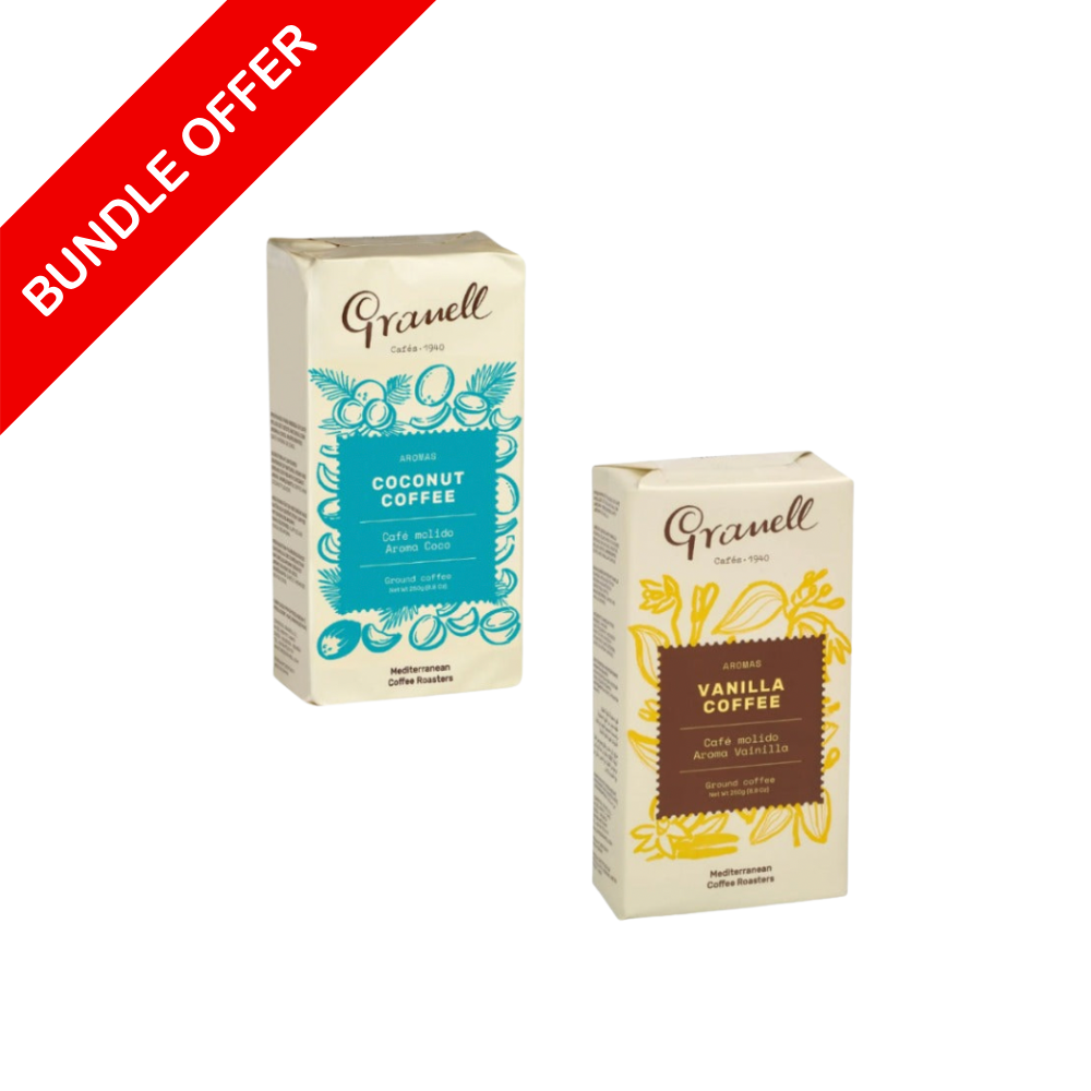 Granell - Vanilla Ground Coffee & Coconut Ground Coffee 250g X2 Bundle
