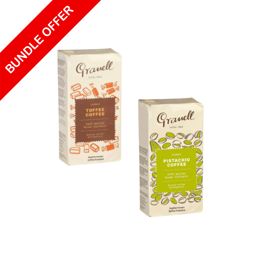Granell - Toffee Ground Coffee & Pistachio Ground Coffee - 250g X2 Bundle