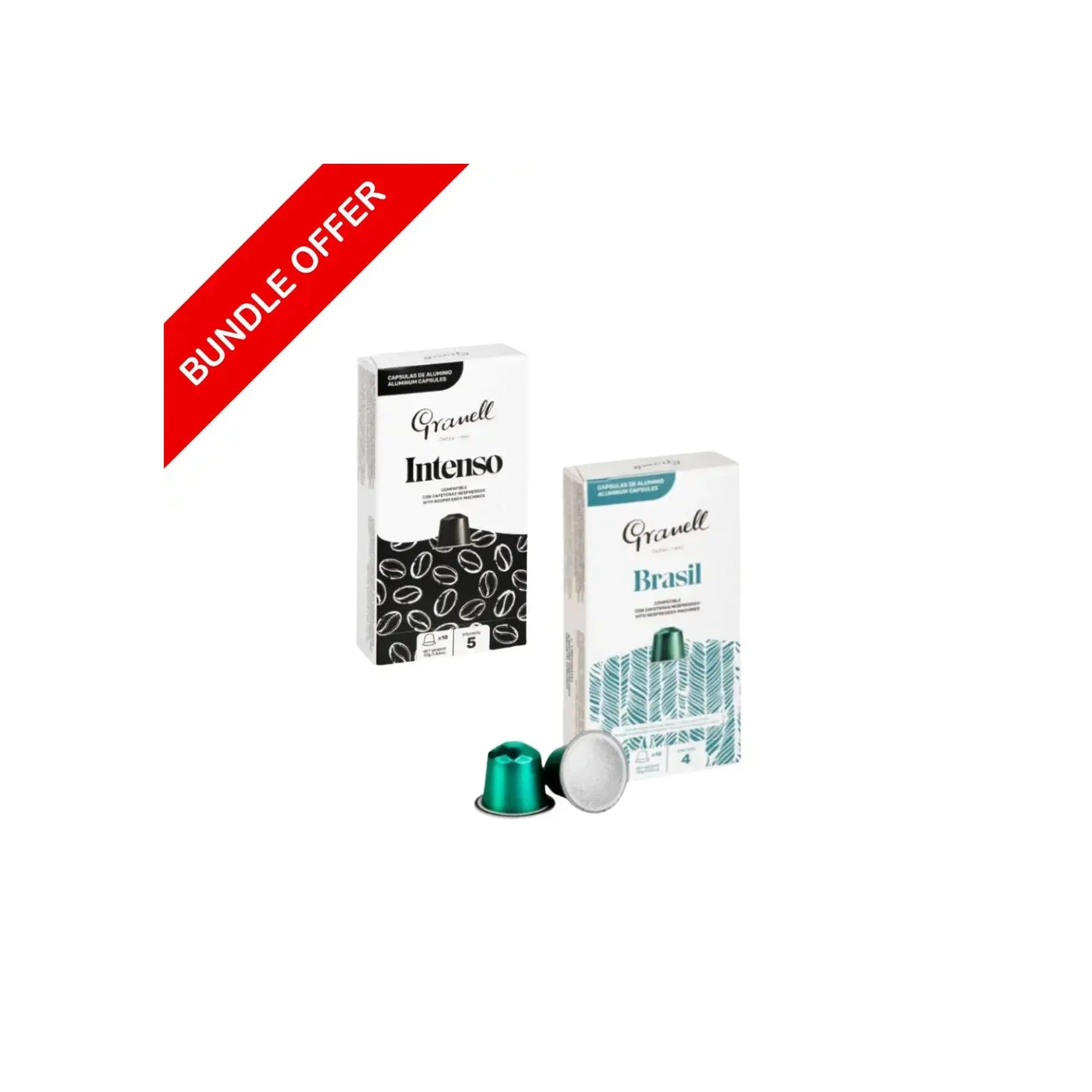 (20 Capsules) Granell - Brasil & Intenso Compatible With Nespresso - 2X10 capsules - Bundle at Coffee & Cream Egypt