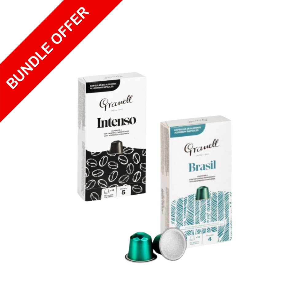 (20 Capsules) Granell - Brasil & Intenso Compatible With Nespresso - 2X10 capsules - Bundle