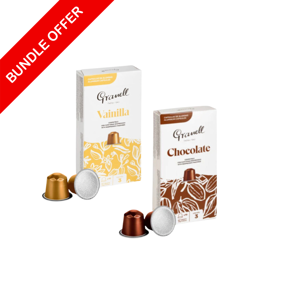 (20 Capsules) Granell - Vainilla & Chocolate Compatible With Nespresso - 2X10 capsules - Bundle