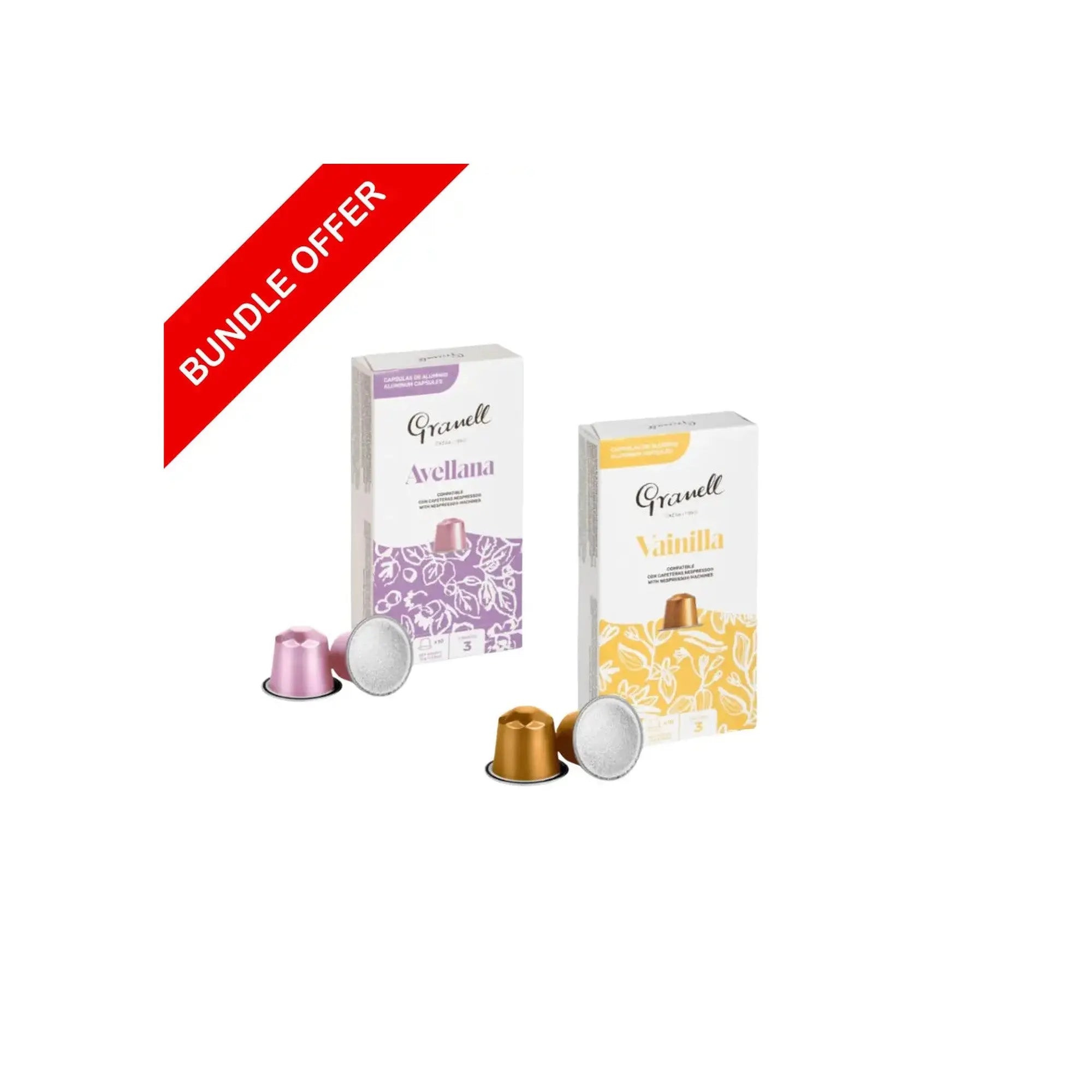 (20 Capsules) Granell - Vainilla & Hazelnut Compatible With Nespresso - 2X10 capsules - Bundle at Coffee & Cream Egypt