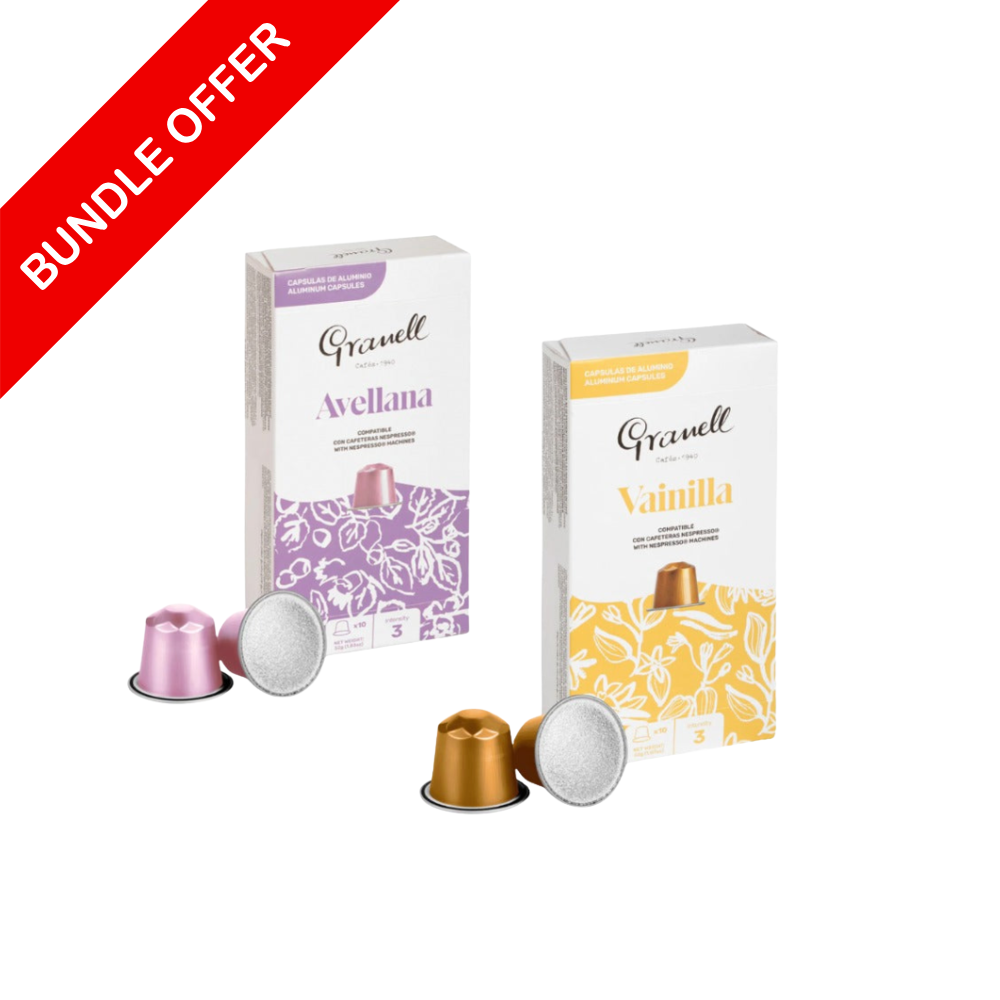 (20 Capsules) Granell - Vainilla & Hazelnut Compatible With Nespresso - 2X10 capsules - Bundle