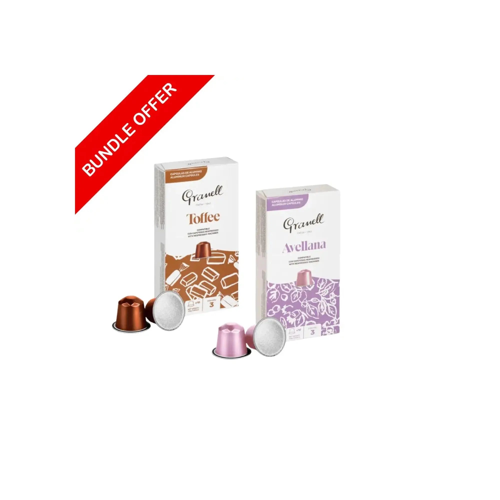(20 Capsules) Granell - Hazelnut & Toffee Compatible With Nespresso - 2X10 capsules - Bundle at Coffee & Cream Egypt