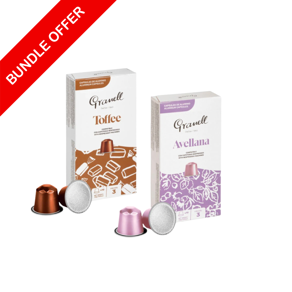 (20 Capsules) Granell - Hazelnut & Toffee Compatible With Nespresso - 2X10 capsules - Bundle