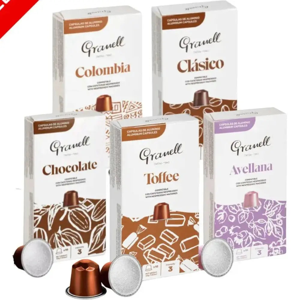 Granell Variety Pack - 5 Flavors - 4 + 1 Bundle (10 Capsules X5) at Coffee & Cream Egypt