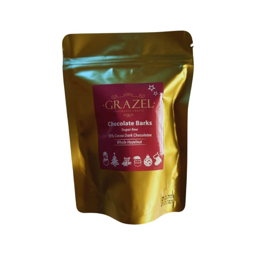 Grazel - Chocolate Barks - Sugar free 78% Dark Chocolate Whole Hazelnut - 150g