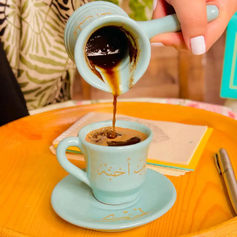 Order Handmade Pottery - Tiffany Green Coffee Gift Set - For a Heart I l Love for LE 875.00 at Coffee & Cream, All your coffee needs in one place. Shop Coffee, Beans, Ground Coffee, Instant Coffee, Creamers, Coffee Machines, Blenders, equipment and more.
