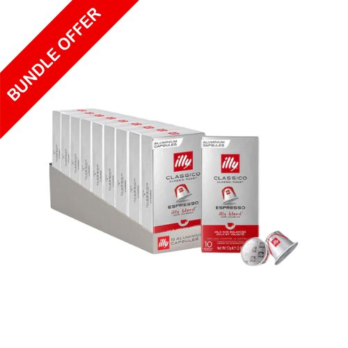 (100 Capsules) - Illy - Classico Espresso Compatible by Nespresso 10x10 capsules - Bundle