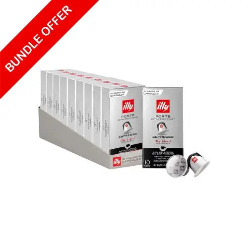 (100 Capsules) Illy - Forte Espresso Compatible by Nespresso (10x10) capsules - Bundle at Coffee & Cream Egypt