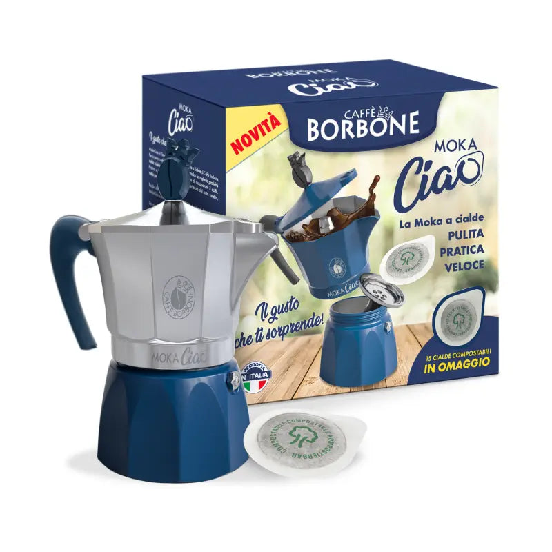 Caffè Borbone MokaCiao Coffee Maker 3 Cups & 15 Pods