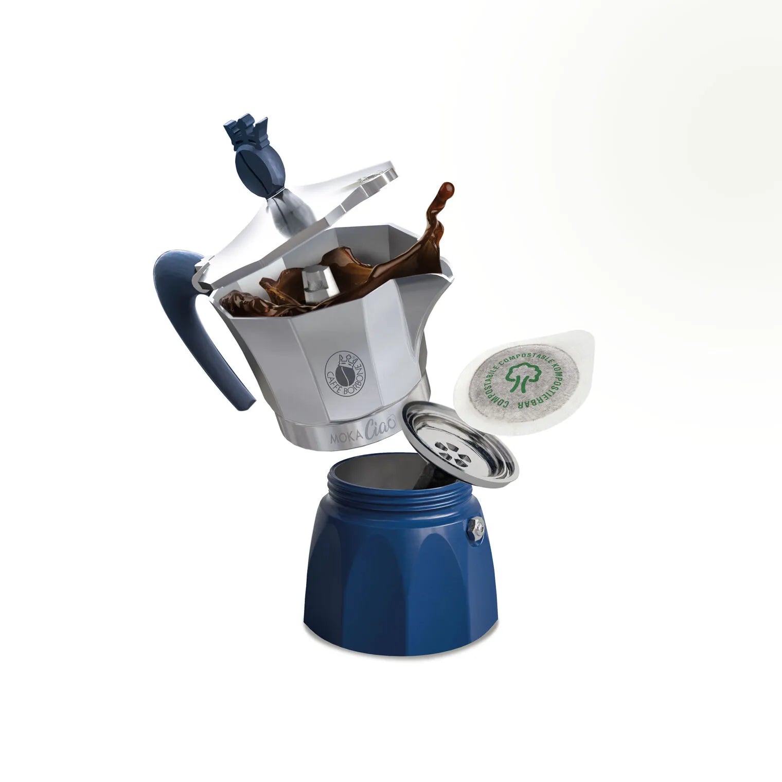 Caffè Borbone MokaCiao Coffee Maker 3 Cups & 15 Pods