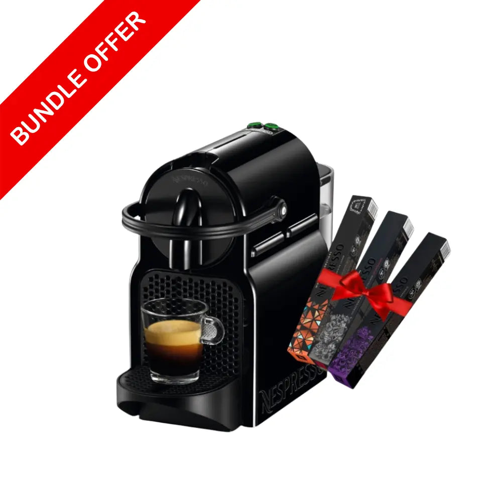 Nespresso Inissia C40 Coffee Machine Black + Free 30 Coffee Capsules by Nespresso at Coffee & Cream Egypt