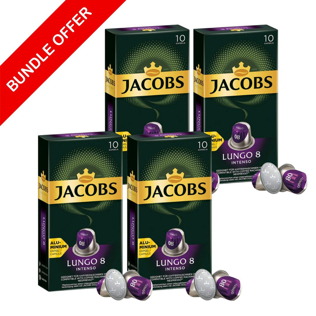 (40 Capsules) Jacobs - Intenso Lungo 8 (Bundle Compatible By Nespresso)