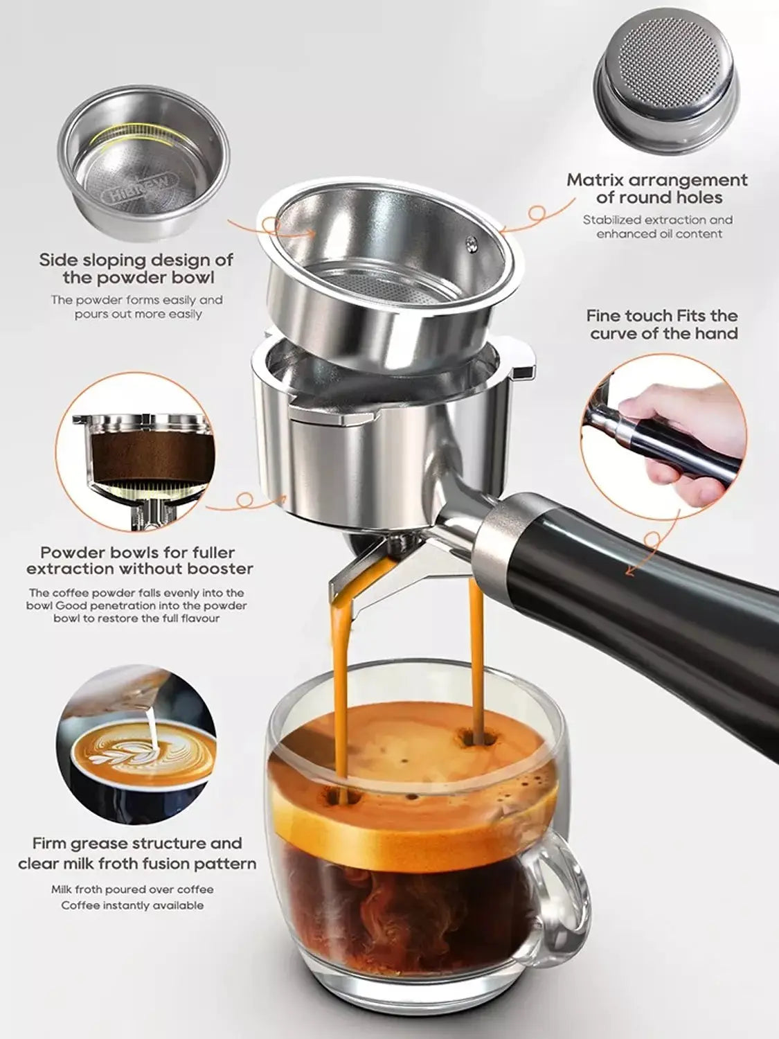 HiBREW - H10B Espresso Coffee Machine 20 bar Coffee & Cream