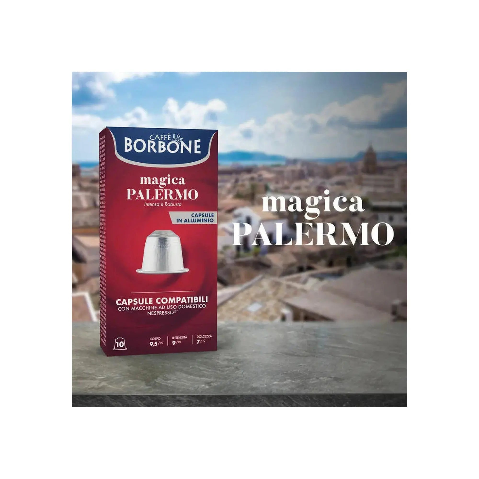 Order Caffe Borbone - MAGICA PALERMO Nespresso® compatible - 10 capsules for LE 199.00 at Coffee & Cream, All your coffee needs in one place. Shop Coffee, Beans, Ground Coffee, Instant Coffee, Creamers, Coffee Machines, Blenders, and more. 50+ Brands Moni