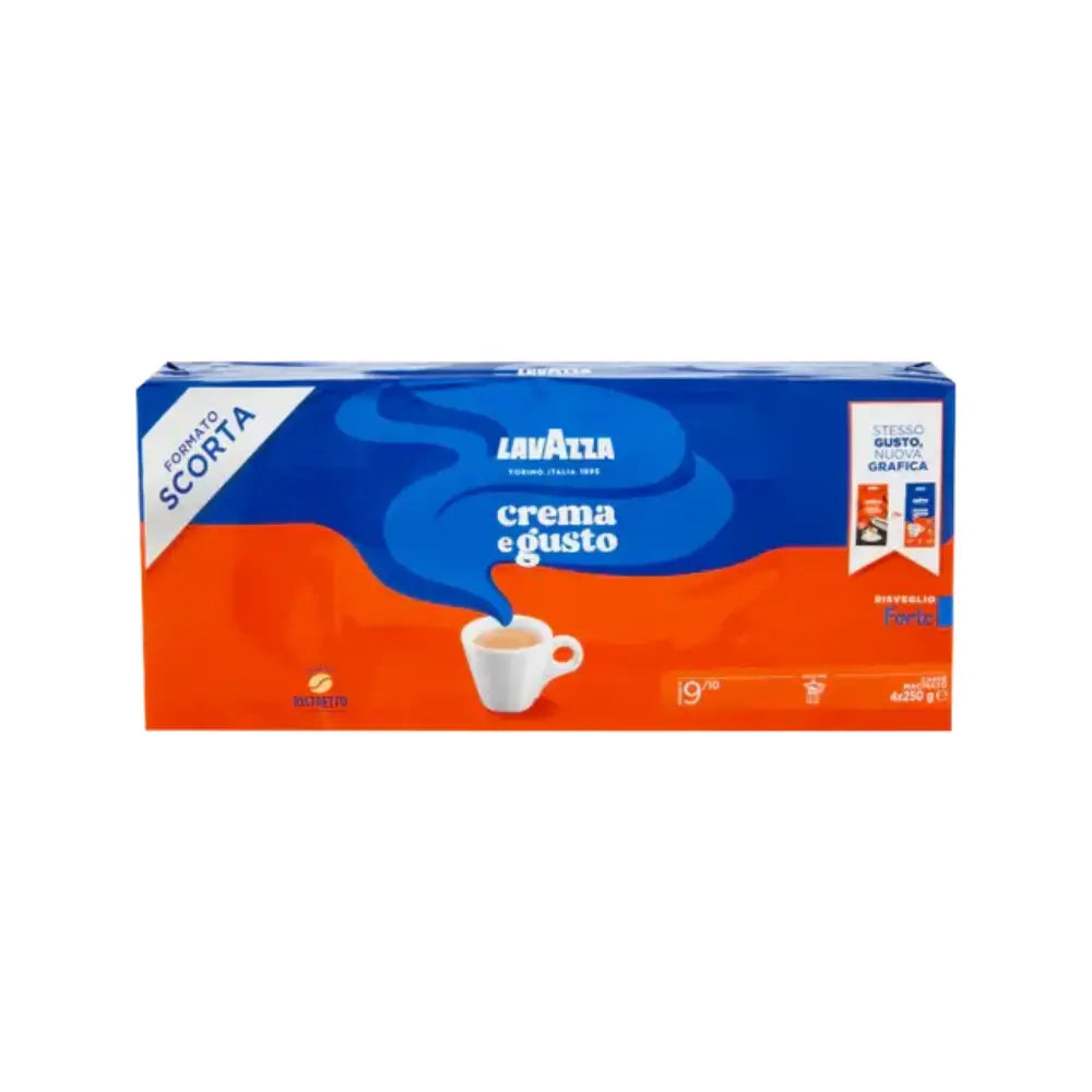 Lavazza - 4*250 - Crema E Gusto Risveglio Forte Ground Coffee Espresso - 1kg Coffee & Cream