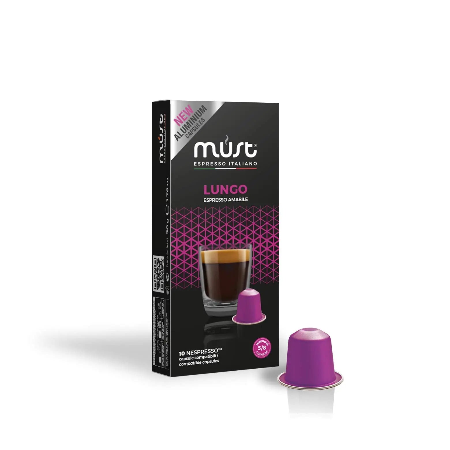 MUST - Lungo Espresso Amabile compatible by Nespresso - Aluminum Capsules - 10 Capsules at Coffee & Cream Egypt