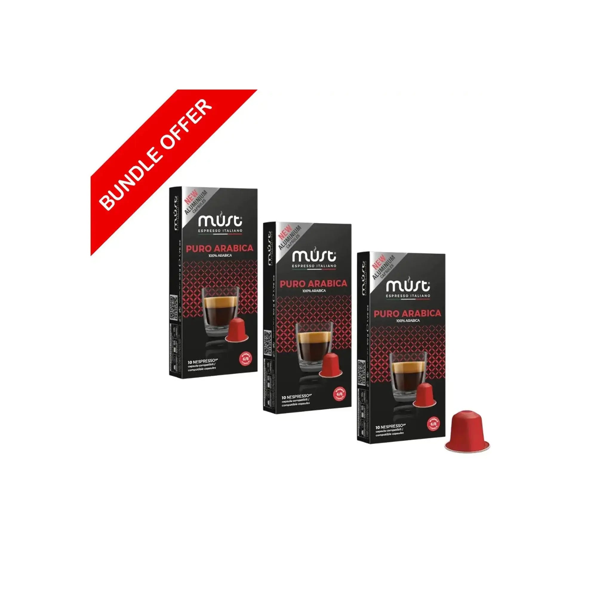 (30 Capsules) MUST - 100 % Pure Arabica by Nespresso -10 Capsules X3 - Bundle at Coffee & Cream Egypt