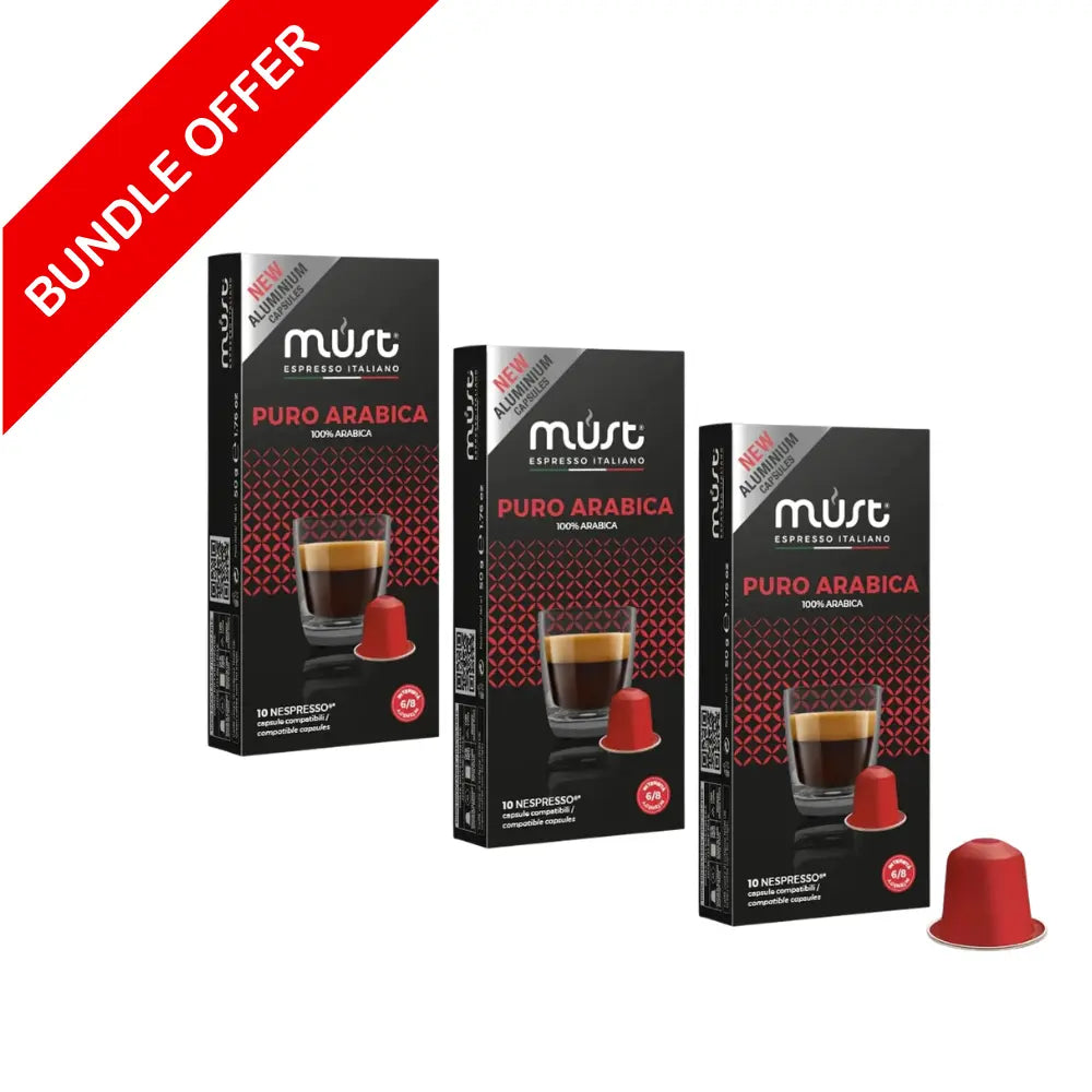 (30 Capsules) MUST - 100 % Pure Arabica by Nespresso -10 Capsules X3 - Bundle Coffee & Cream