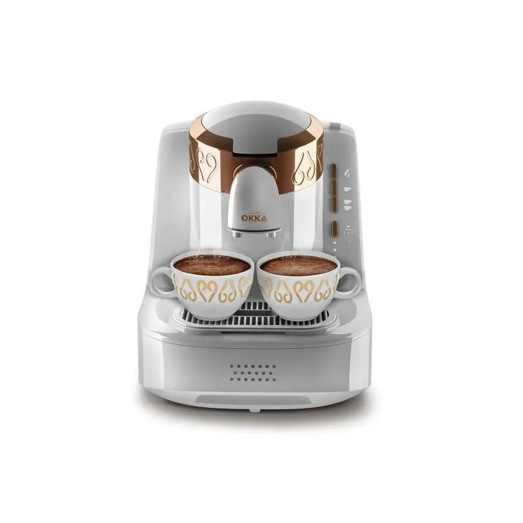 Order Arzum Okka Automatic Turkish Coffee Machine – OK001 – White/Copper for LE 14199.00 at Coffee & Cream, All your coffee needs in one place. Shop Coffee, Beans, Ground Coffee, Instant Coffee, Creamers, Coffee Machines, Blenders, and more. 50+ Brands Mo