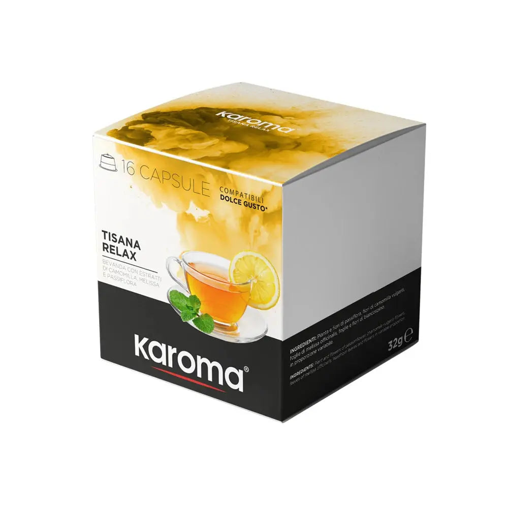 Karoma - Tisana Relax Compatible With Dolce Gusto Machines -16 Capsules coffee & cream