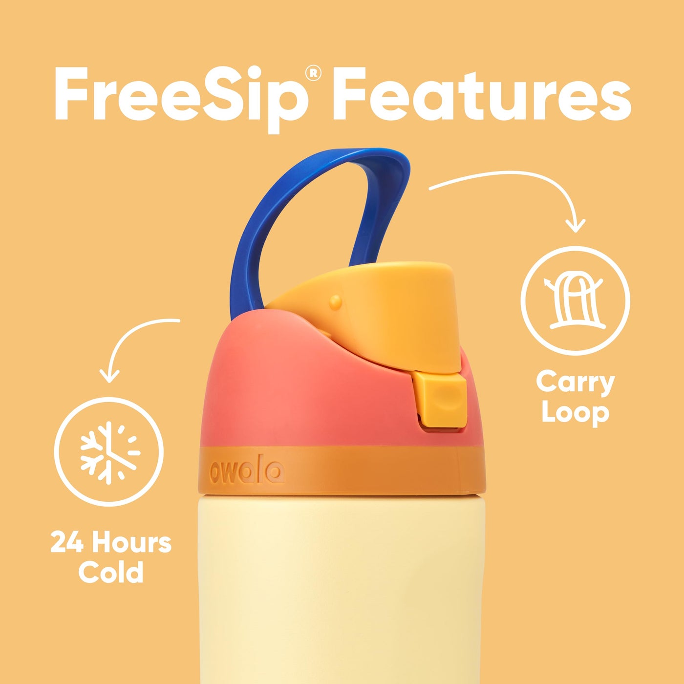 Owala Kids FreeSip Insulated Stainless Steel Water Bottle Misty Horizon 16oz / 475ml