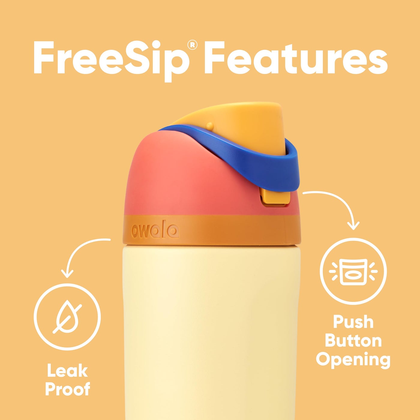 Owala Kids FreeSip Insulated Stainless Steel Water Bottle Misty Horizon 16oz / 475ml