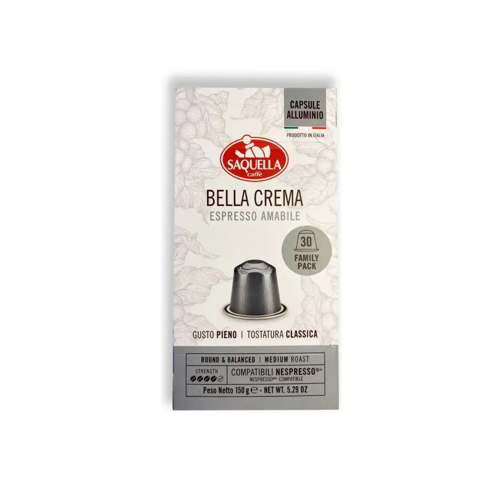 Saquella - Bella Crema Compatible With Nespresso - 30 capsules Coffee & Cream