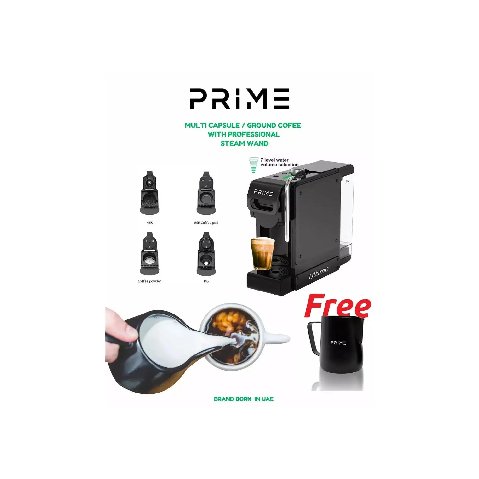 PRIME - Ultimo 7 in 1 Multi Capsule Coffee Machine - with Gifts Coffee & Cream
