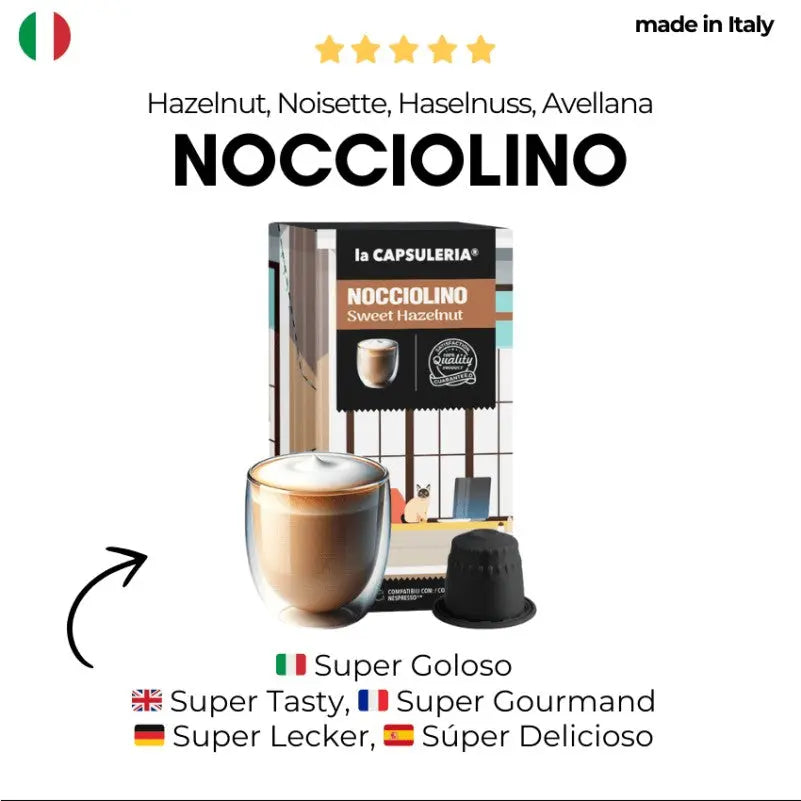 LACAPSULERIA - Sweet Hazelnut - Capsules compatible with Nespresso®- 10CAPS Coffee & Cream
