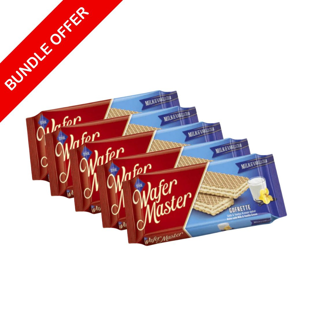 Time Wafer Master Gofrette Wafer Milk & Vanilla Cream Bundle pack of 5 - 35g x 5